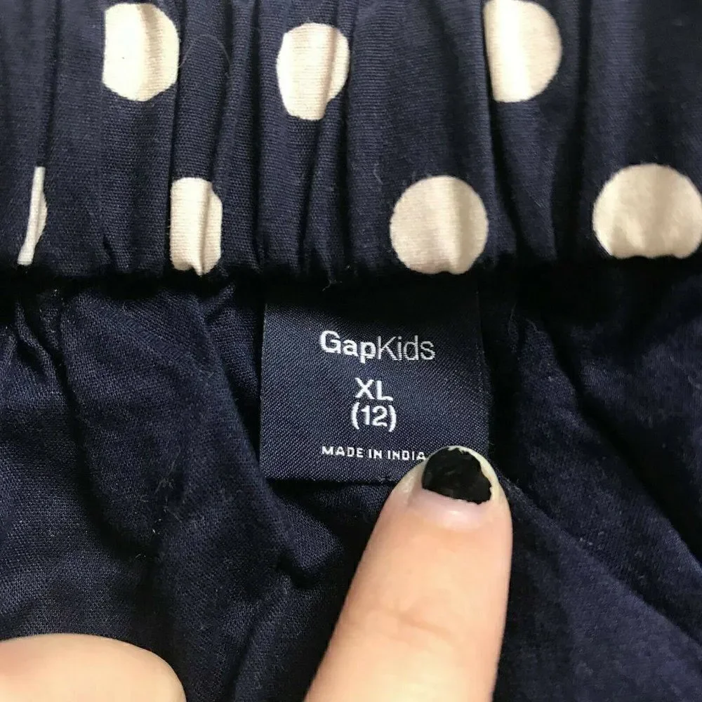 Gap Kids Girls Navy Polka Dots Elastic Waist Pull On A Line Skirt Size XL